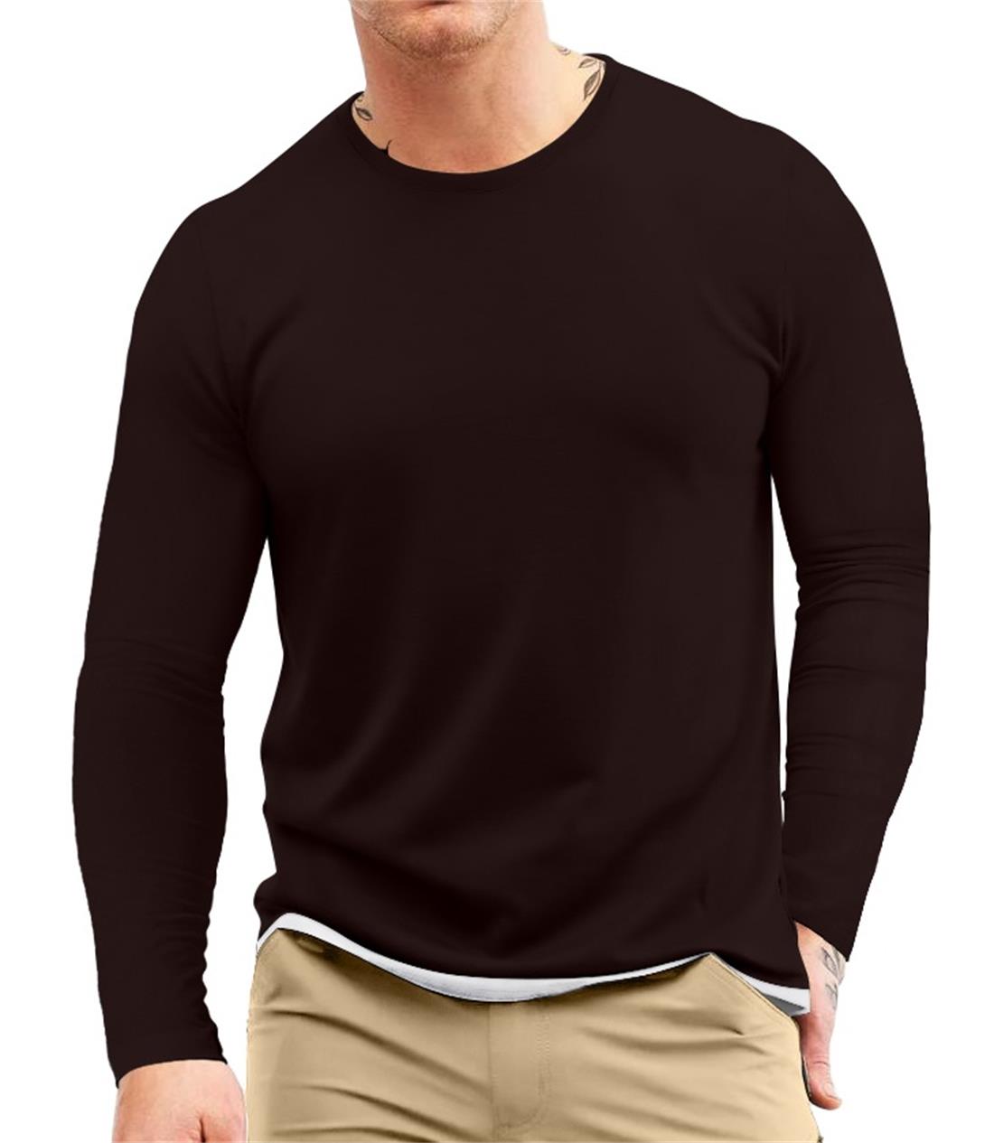 Aiyino Men's Long Sleeve Casual Crew Neck Soft Fitted T-Shirt S - 5XL