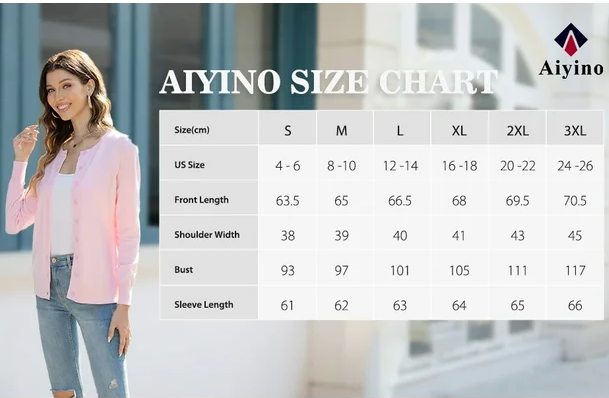 Aiyino Women's Long Sleeve Button Down Crew Neck Classic Sweater Knit Cardigan