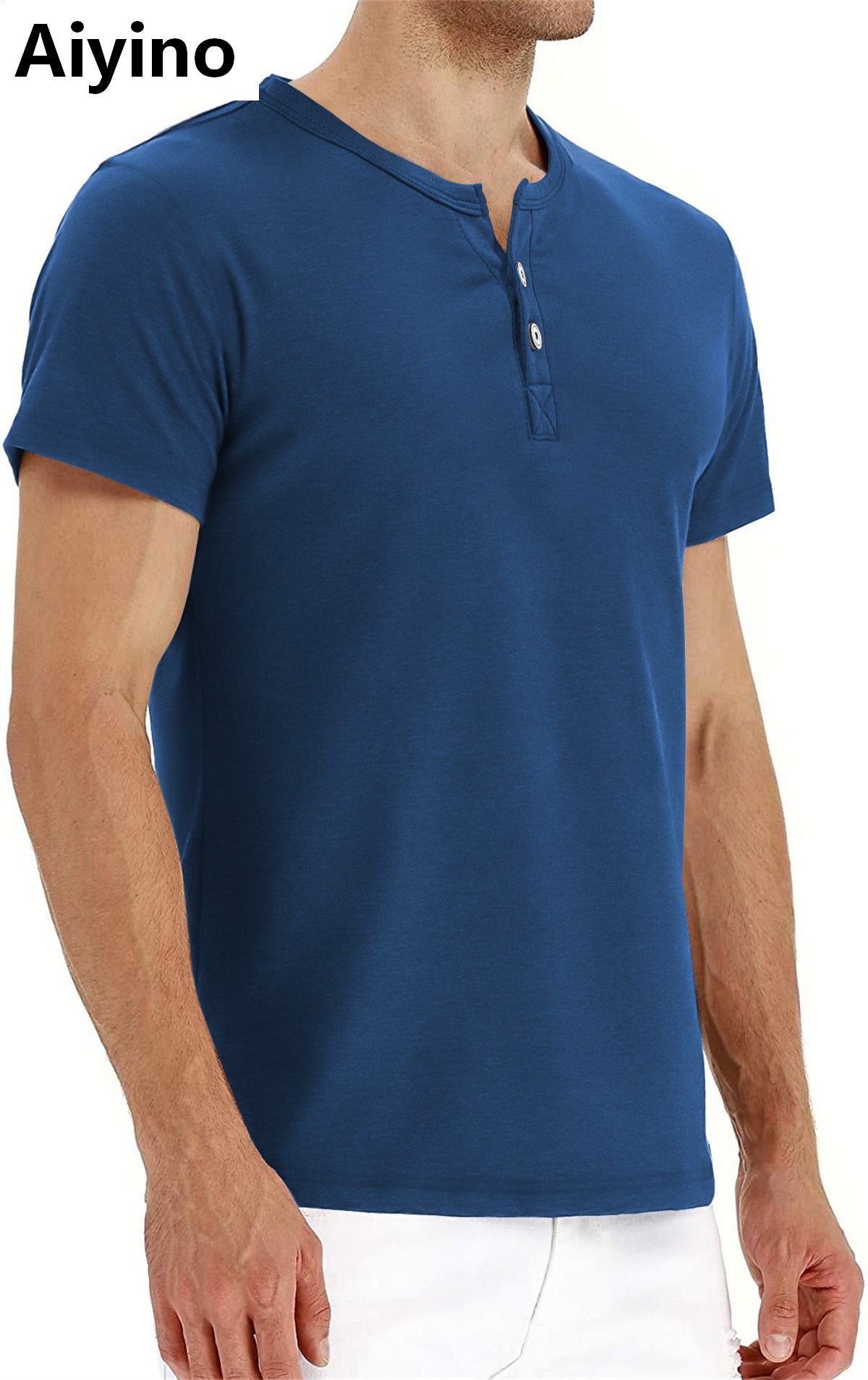 Aiyino Mens Casual Slim Fit Long Sleeve Henley T-Shirts Cotton Shirts
