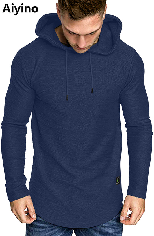 Aiyino Men's Long Sleeve Athletic Hoodies Sport Sweatshirt Solid Color Fashion Pullover
