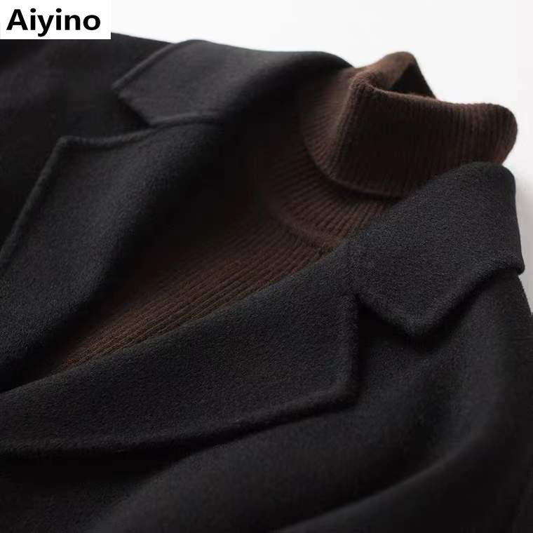 Aiyino Women's Maxi Double Face Wool Blend Wrap Overcoats