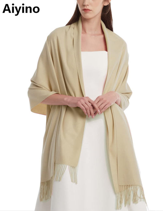 Aiyino Womens Winter Scarf Cashmere Feel Pashmina Shawl Wraps Soft Warm Blanket Scarves for Women