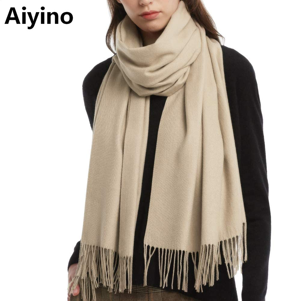 Aiyino Womens Winter Scarf Cashmere Feel Pashmina Shawl Wraps Soft Warm Blanket Scarves for Women