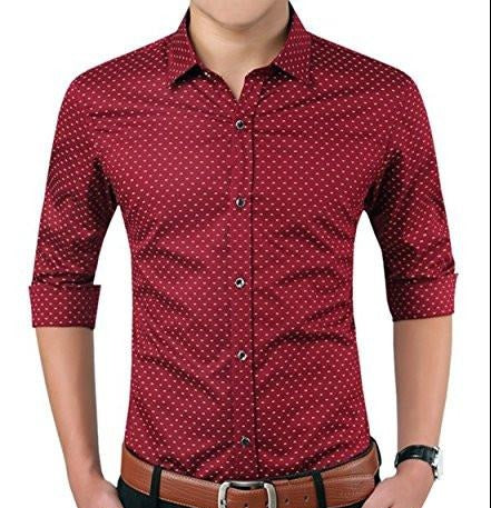 Aiyino MENS 100% COTTON CASUAL SLIM FIT LONG SLEEVE BUTTON DOWN PRINTED DRESS SHIRTS
