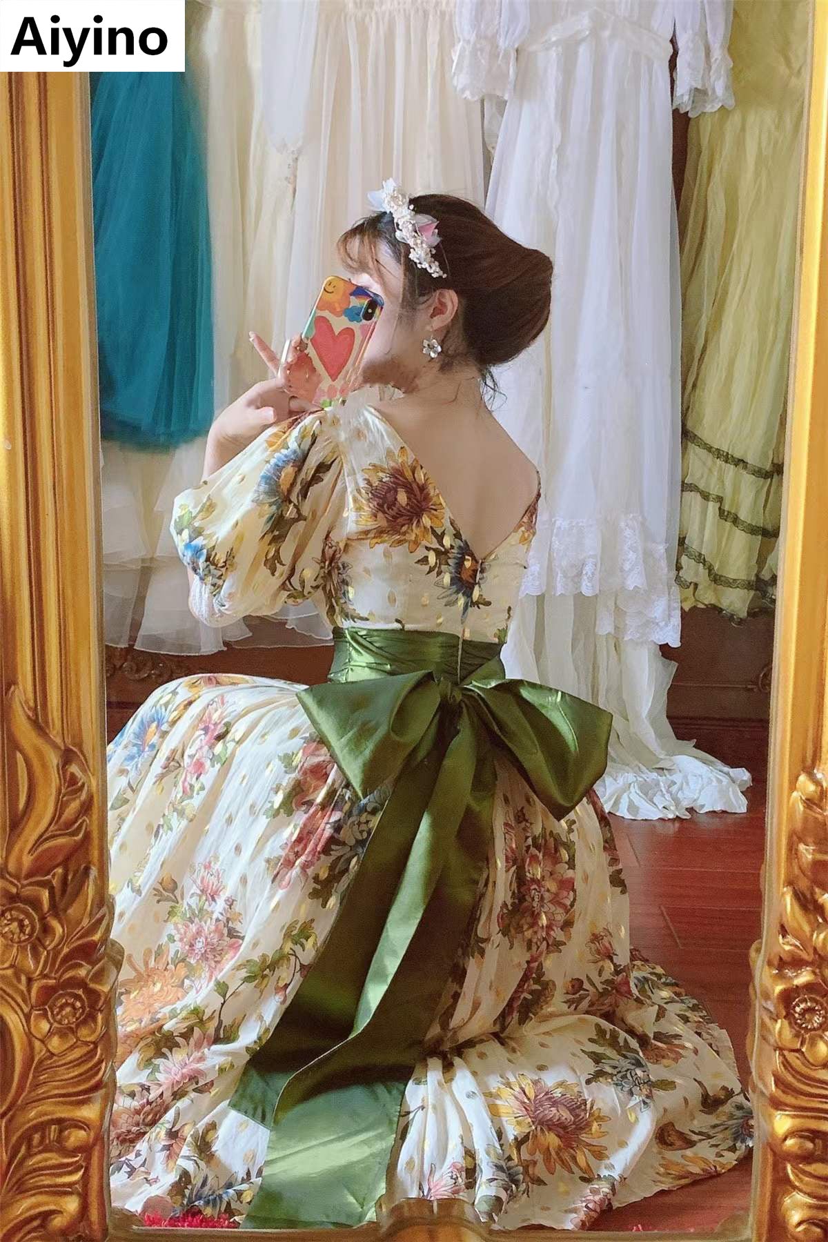 Aiyino Women's Renaissance Medieval Costume Dress Masquerade Vintage Gothic Floor Length Long Dress Cosplay Retro Gown