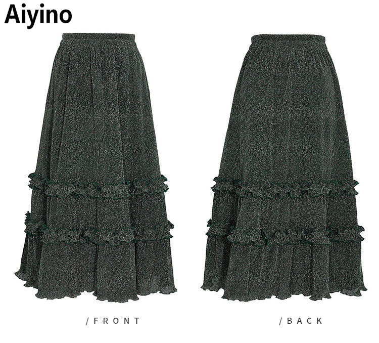 Aiyino Women's Vintage Elastic High Waist Casual Skirts