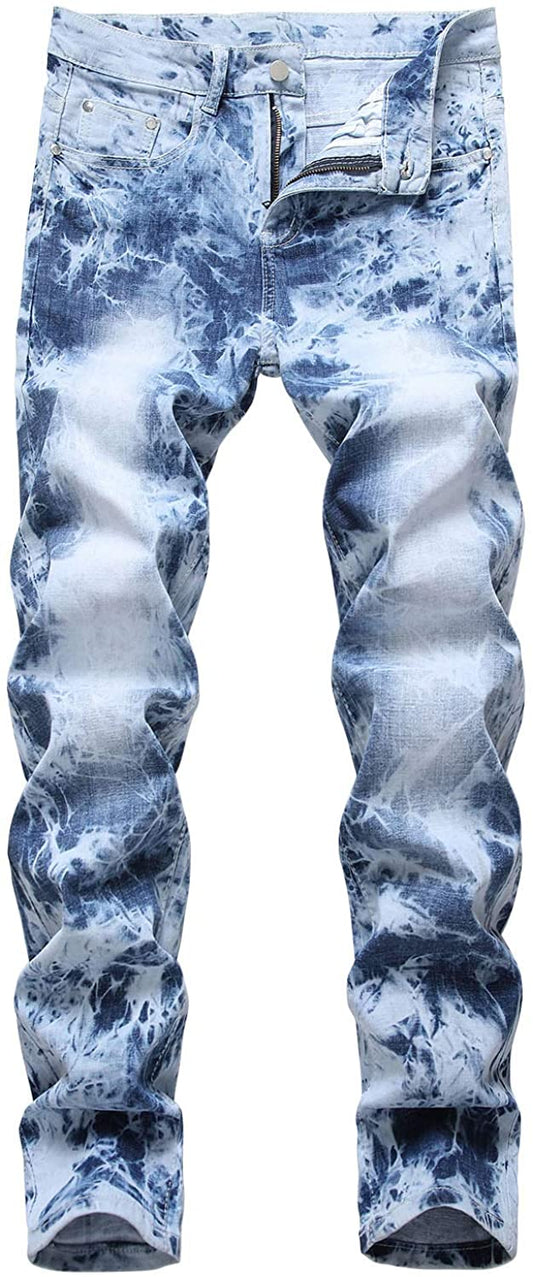 KUYIGO Men's Fashion Slim Straight fit Biker Jeans with Zipper Deco