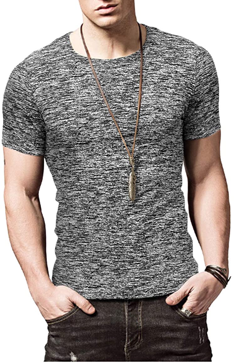 KUYIGO Mens Active School Running Shirt Gym Workout Quick Dry Crew Neck Short Sleeve Tops
