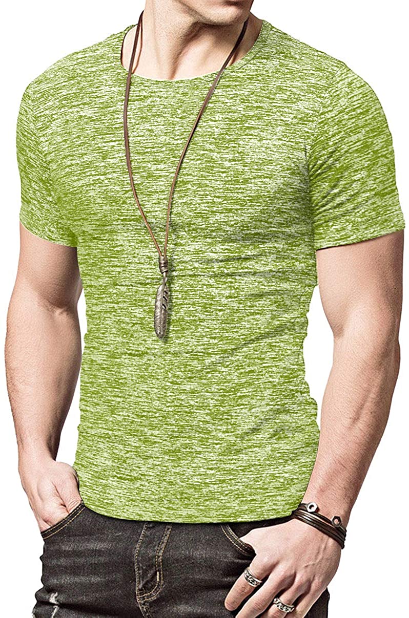 KUYIGO Mens Active School Running Shirt Gym Workout Quick Dry Crew Neck Short Sleeve Tops