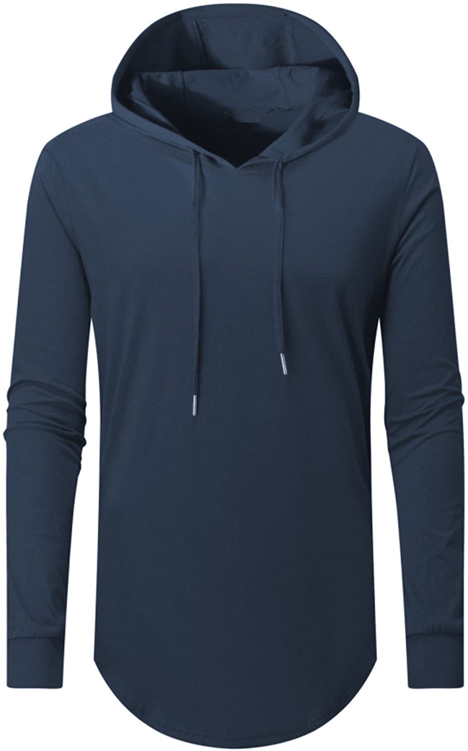 Aiyino Men's Hipster Hip Hop Short/Long Sleeve Longline Pullover Hoodies Side Zipper T Shirt