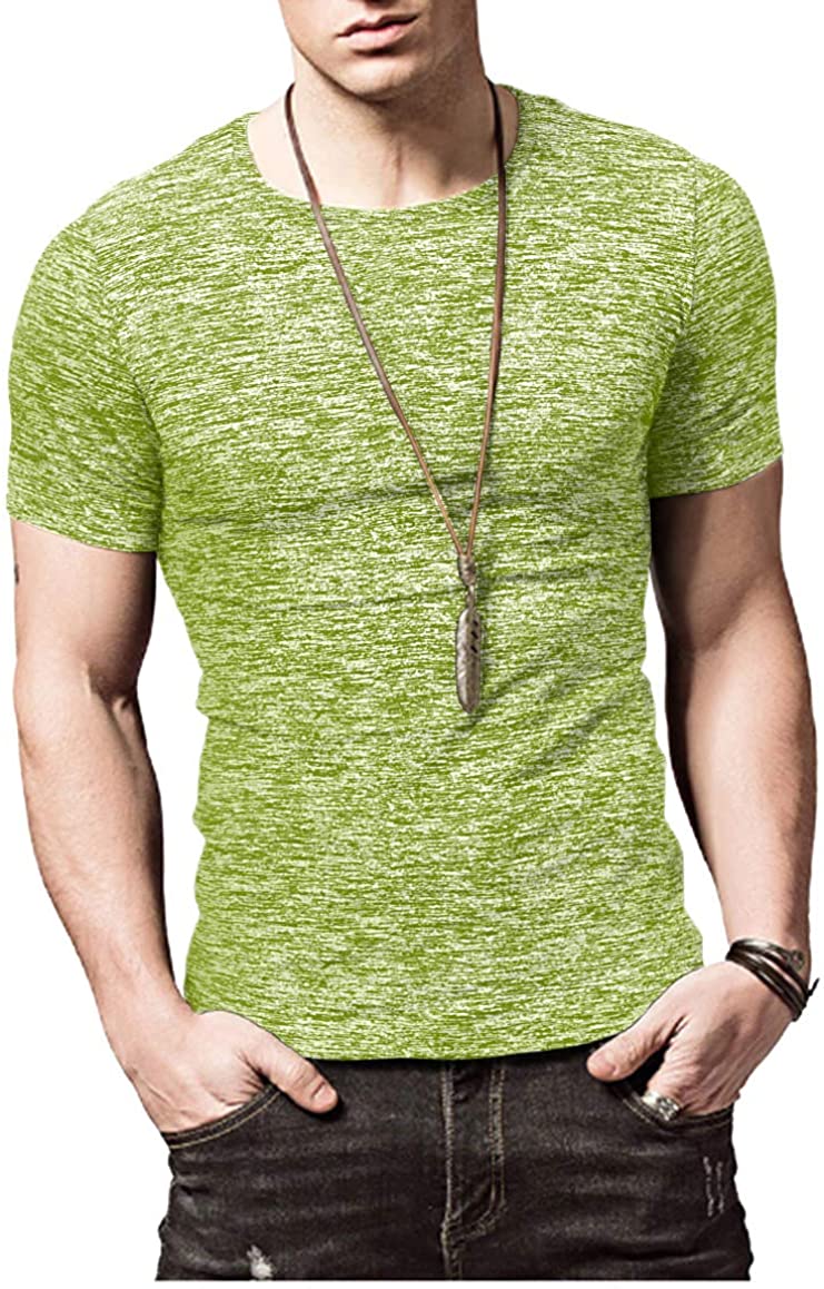 KUYIGO Mens Active School Running Shirt Gym Workout Quick Dry Crew Neck Short Sleeve Tops