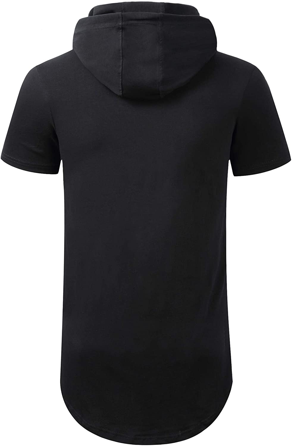 Aiyino Men's Hipster Hip Hop Short/Long Sleeve Longline Pullover Hoodies Side Zipper T Shirt