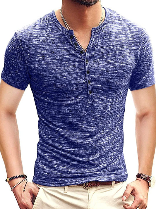 KUYIGO Mens Casual Slim Fit Basic Henley Long/Short Sleeve Fashion Summer T-Shirt