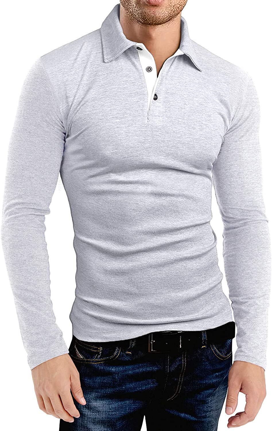 KUYIGO Men's Short & Long Sleeve Polo Shirts Casual Slim Fit Basic Designed Cotton Shirts