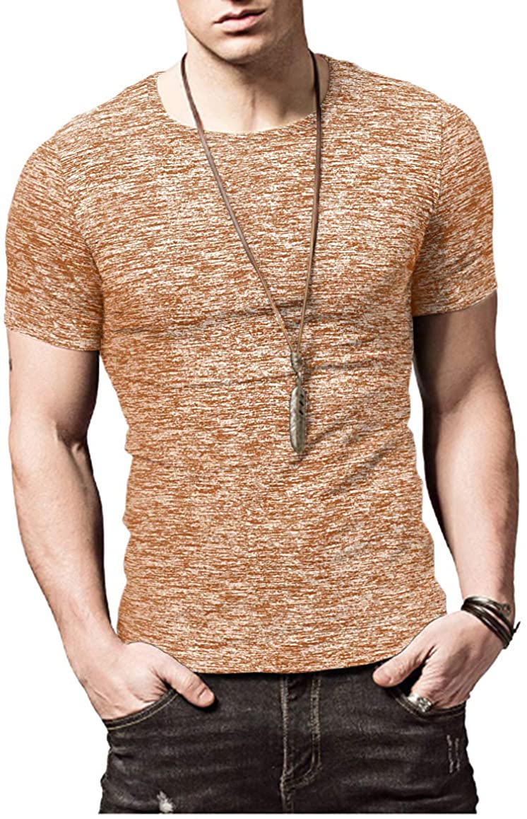 KUYIGO Mens Active School Running Shirt Gym Workout Quick Dry Crew Neck Short Sleeve Tops