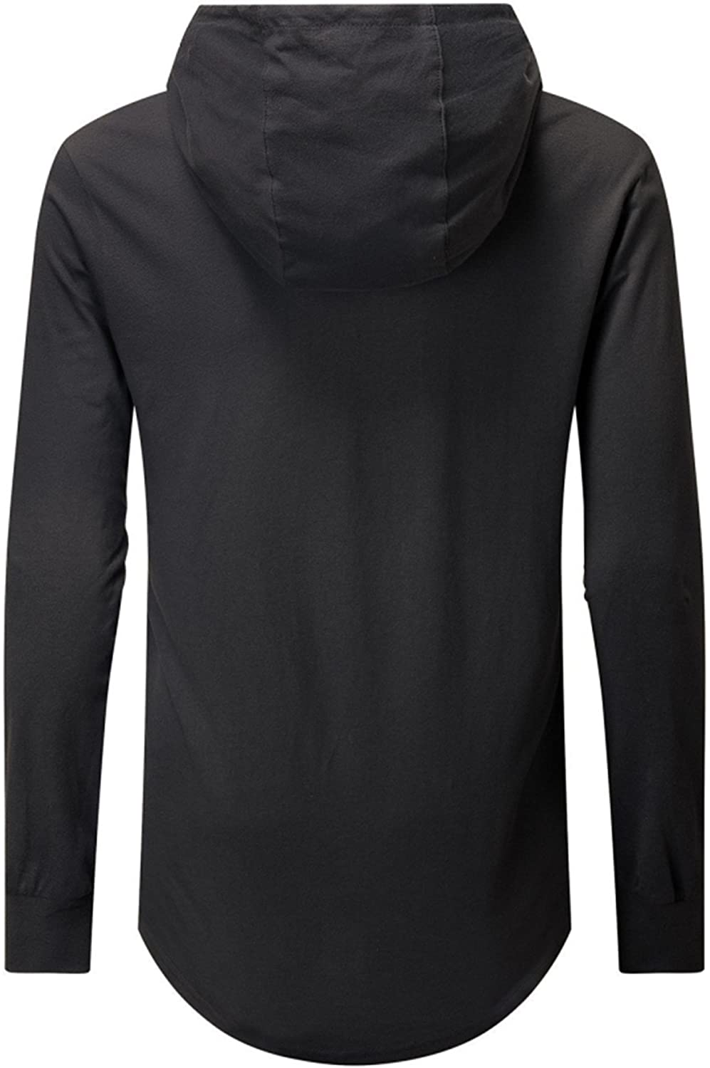 Aiyino Men's Hipster Hip Hop Short/Long Sleeve Longline Pullover Hoodies Side Zipper T Shirt