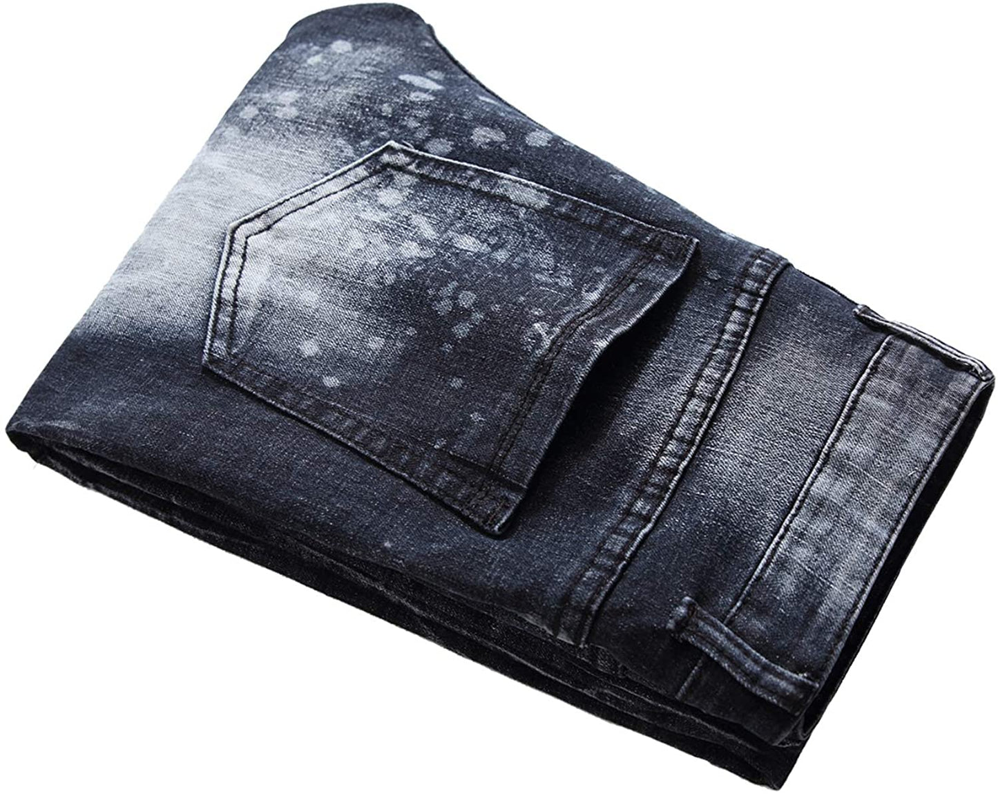 Aiyino Men's Slim Fit Straight Leg Denim Hip Hop Biker Stretchy Jeans