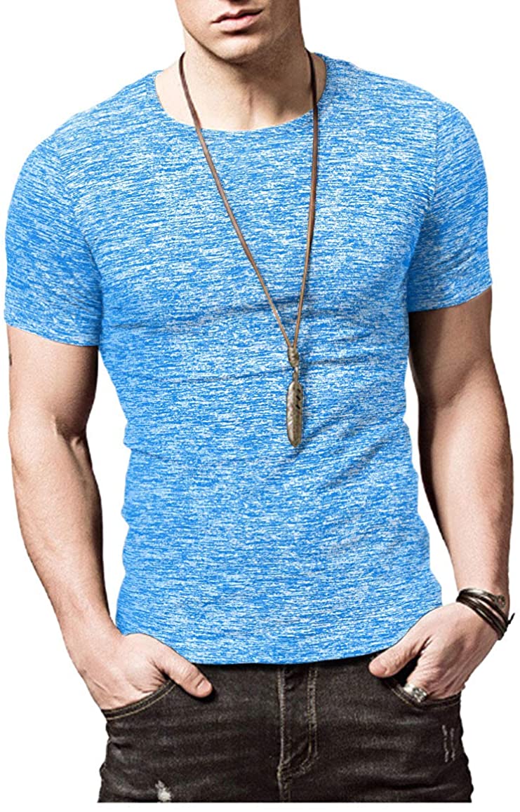 KUYIGO Mens Active School Running Shirt Gym Workout Quick Dry Crew Neck Short Sleeve Tops