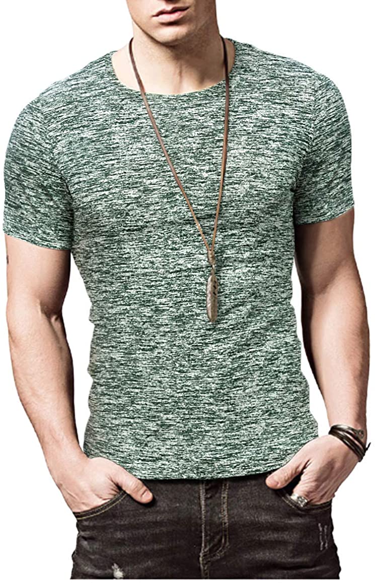 KUYIGO Mens Active School Running Shirt Gym Workout Quick Dry Crew Neck Short Sleeve Tops