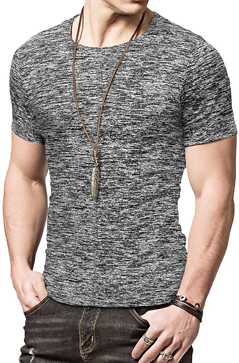 KUYIGO Mens Active School Running Shirt Gym Workout Quick Dry Crew Neck Short Sleeve Tops