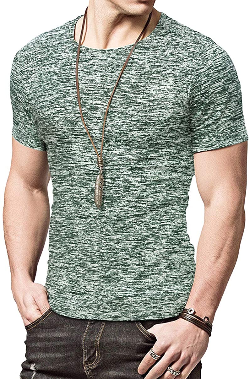 KUYIGO Mens Active School Running Shirt Gym Workout Quick Dry Crew Neck Short Sleeve Tops