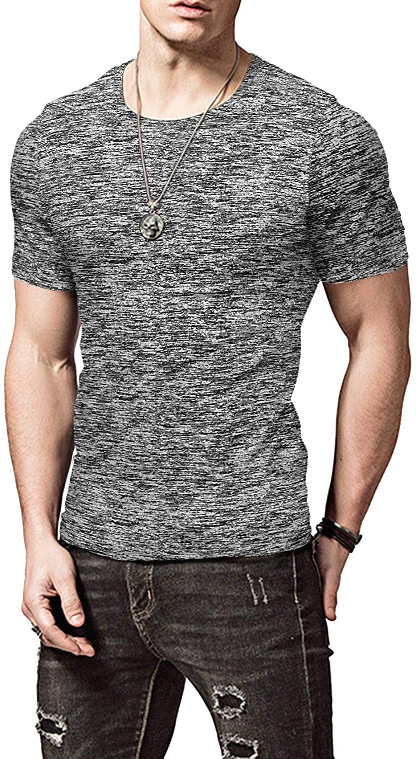 KUYIGO Mens Active School Running Shirt Gym Workout Quick Dry Crew Neck Short Sleeve Tops