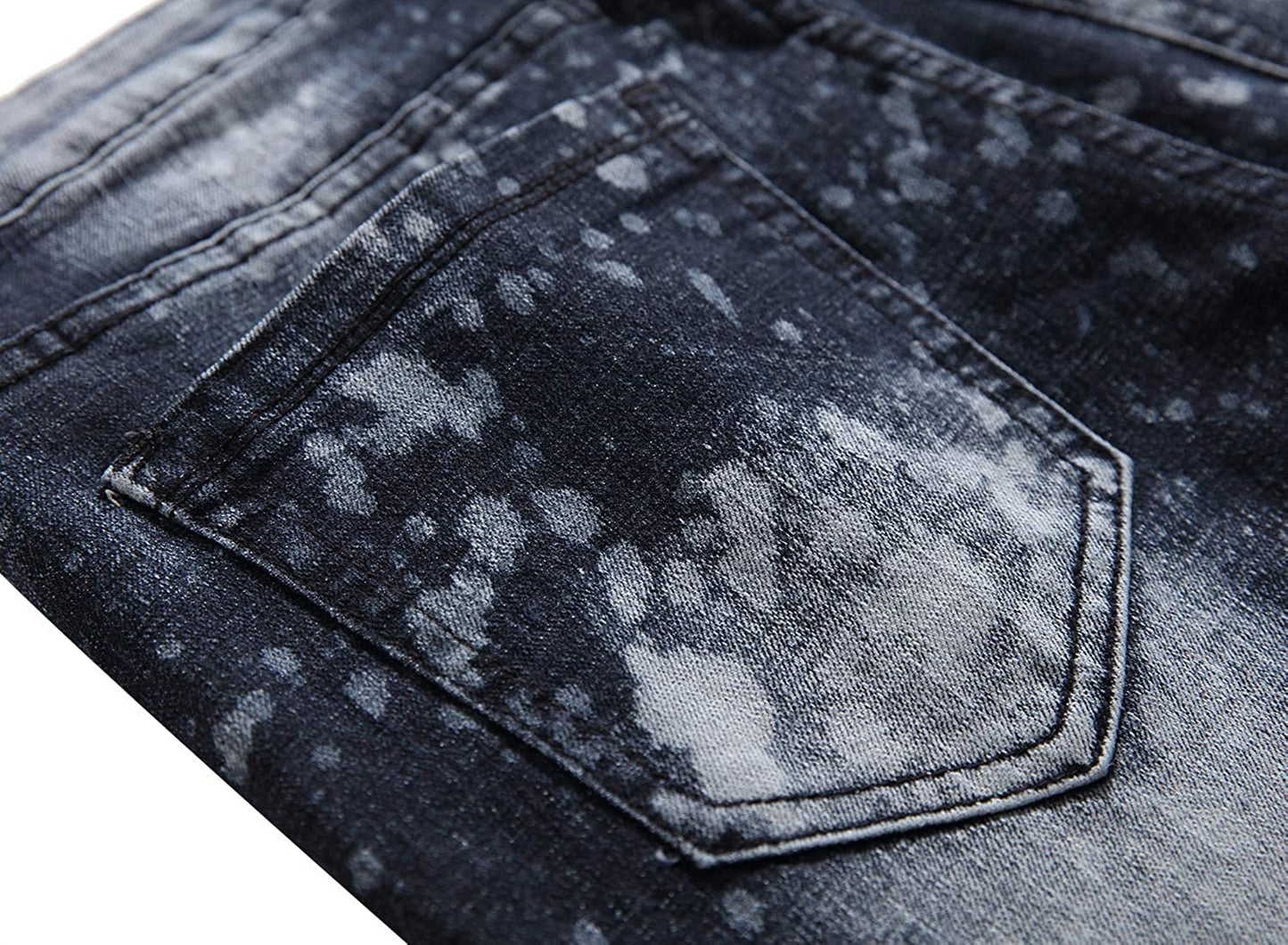 Aiyino Men's Slim Fit Straight Leg Denim Hip Hop Biker Stretchy Jeans