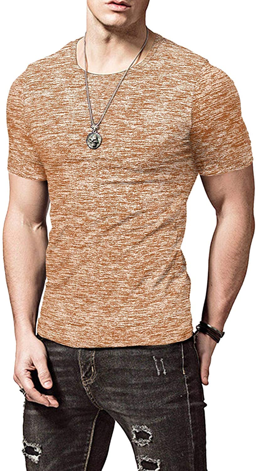 KUYIGO Mens Active School Running Shirt Gym Workout Quick Dry Crew Neck Short Sleeve Tops