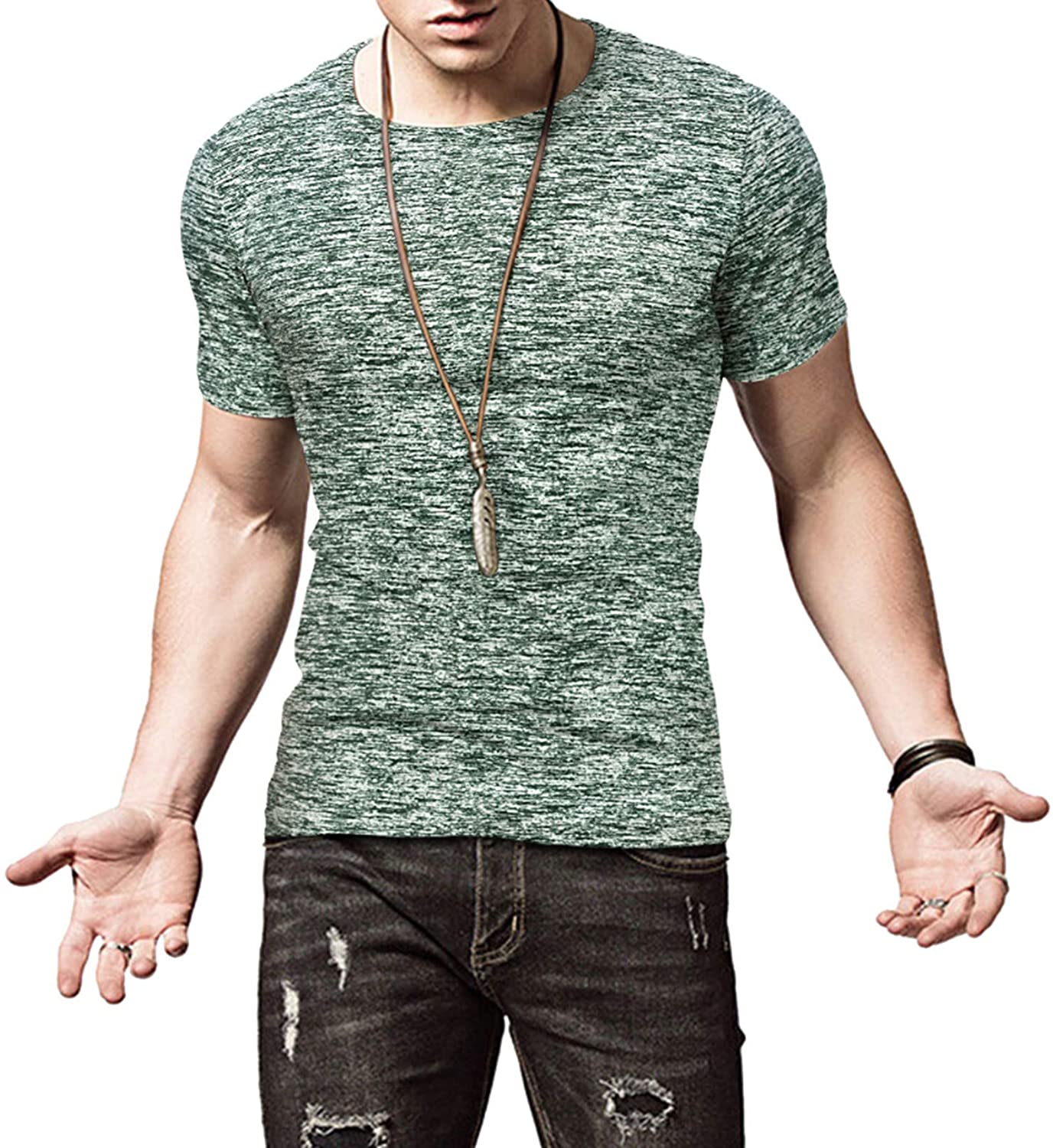 KUYIGO Mens Active School Running Shirt Gym Workout Quick Dry Crew Neck Short Sleeve Tops