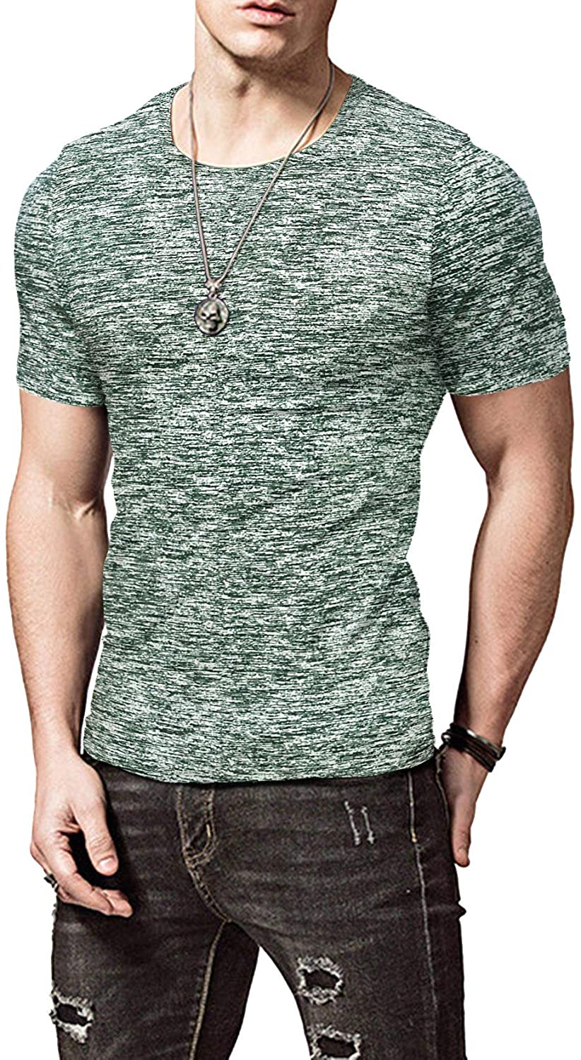 KUYIGO Mens Active School Running Shirt Gym Workout Quick Dry Crew Neck Short Sleeve Tops