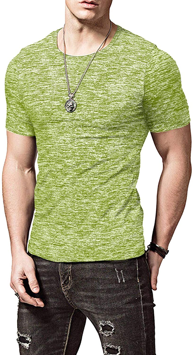 KUYIGO Mens Active School Running Shirt Gym Workout Quick Dry Crew Neck Short Sleeve Tops