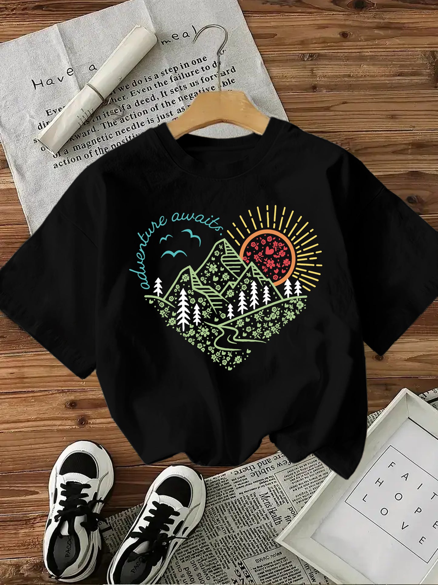 Aiyino Women's Graphic Tee Shirt Casual Blouses Crew Neck Hawaiian Holiday Shirt Spring Summer Tops
