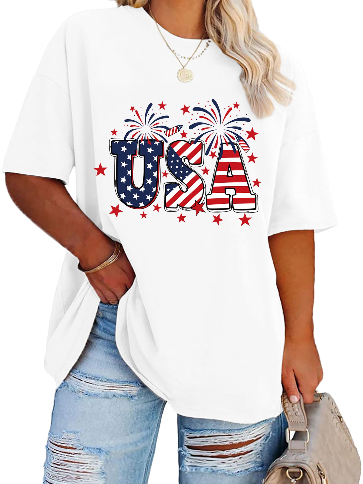 White USA t-shirt with graphic