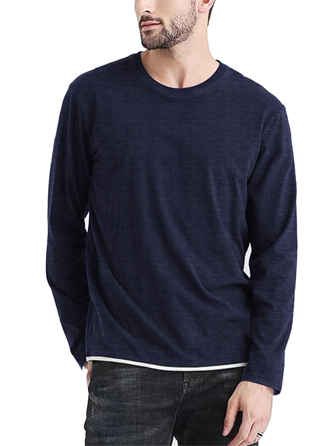 Aiyino Men's Long Sleeve Casual Crew Neck Soft Fitted T-Shirt S - 5XL