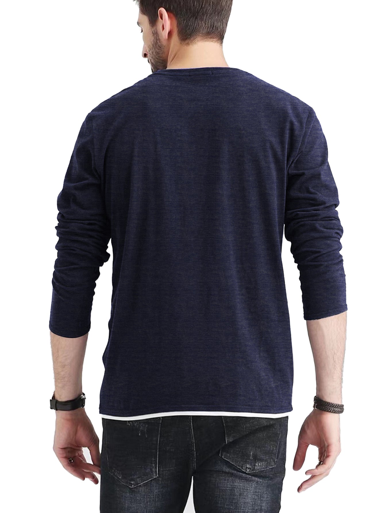 Aiyino Men's Long Sleeve Casual Crew Neck Soft Fitted T-Shirt S - 5XL