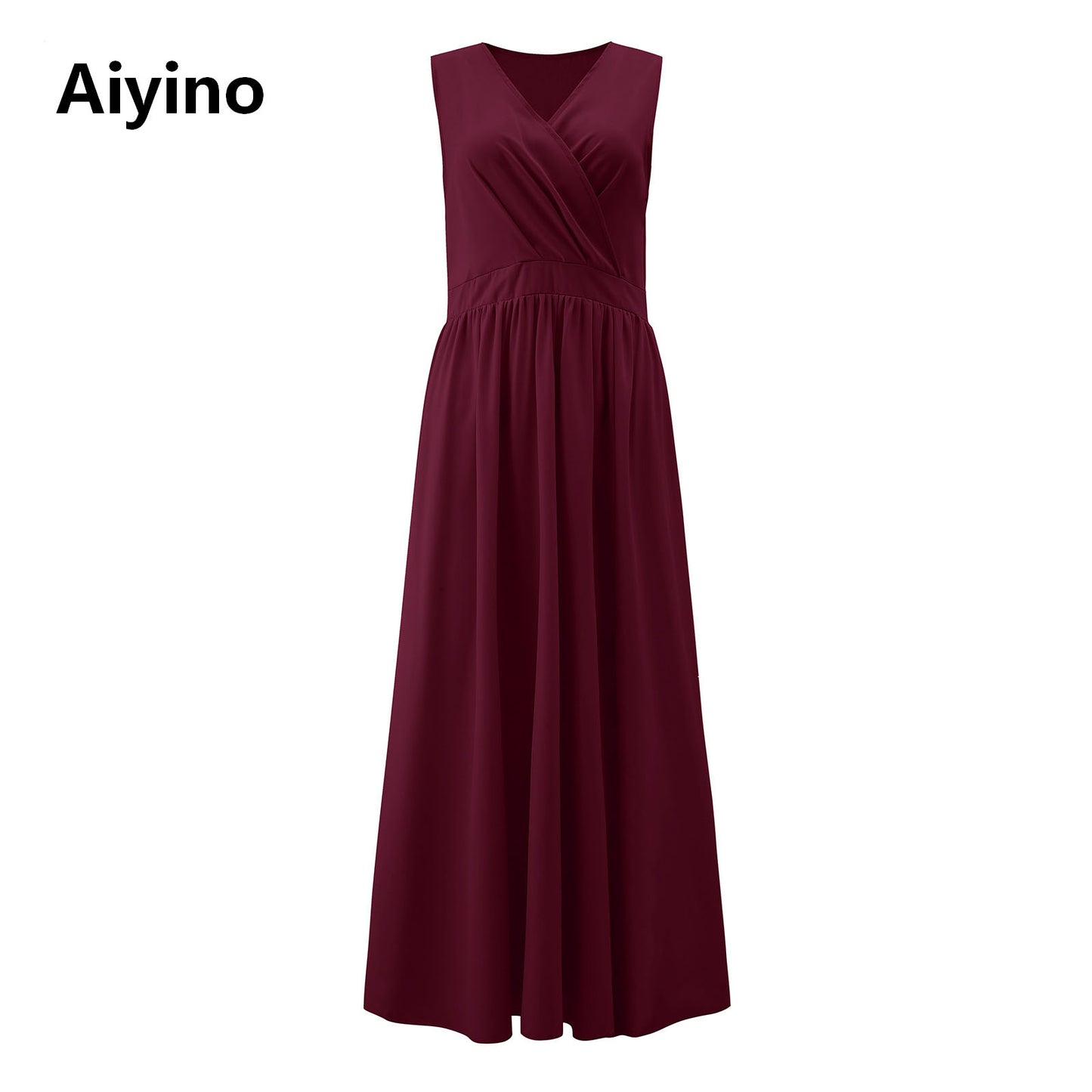 Aiyino Women's V-neck Chiffon Sleeveless High Waist Split Dress Dresses
