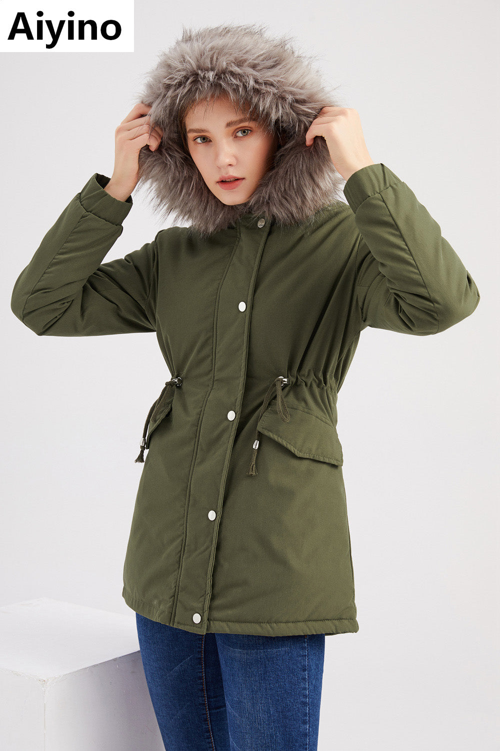 Aiyino Womens Winter Coat Thicken Puffer Jacket Warm FLeece Lined Parka