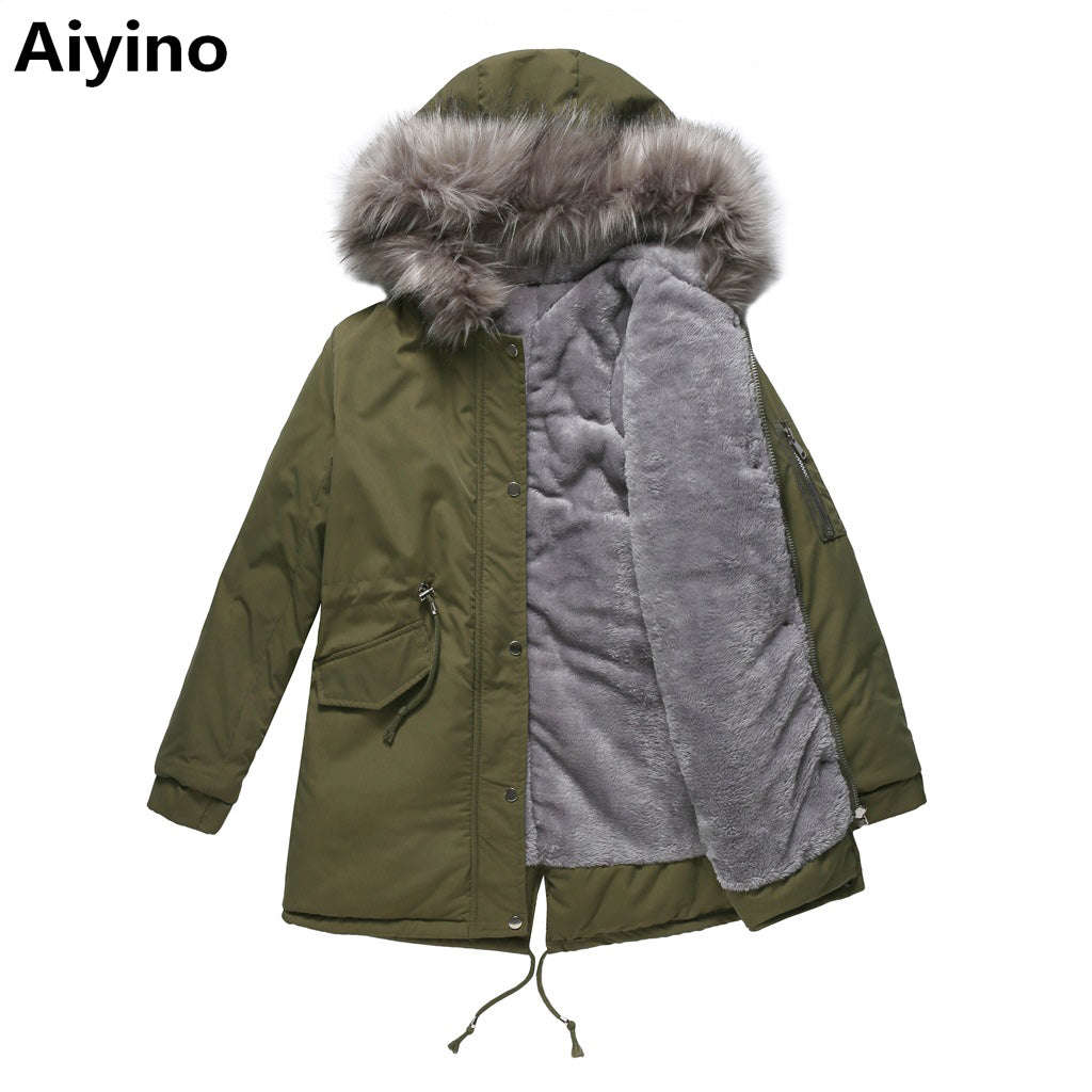 Aiyino Womens Winter Coat Thicken Puffer Jacket Warm FLeece Lined Parka