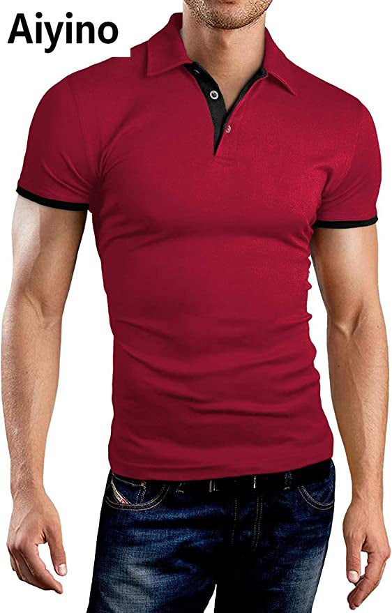 Aiyino Men's Short Sleeve Polo Shirts Casual Slim Fit Basic Designed Cotton Shirts