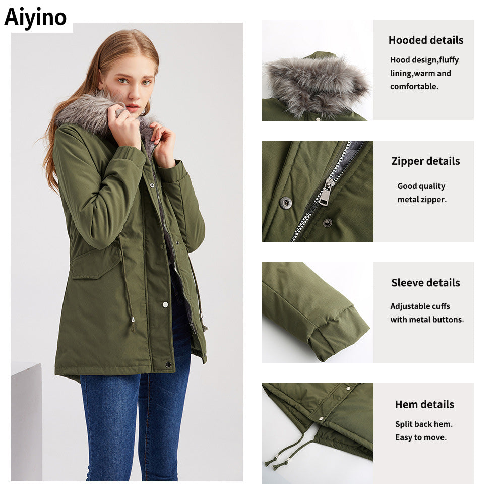 Aiyino Womens Winter Coat Thicken Puffer Jacket Warm FLeece Lined Parka