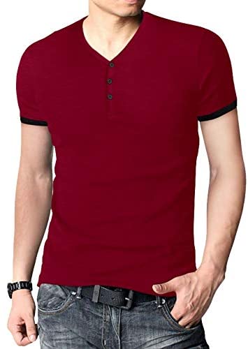 KUYIGO Mens Short/Long Sleeve Henleys T-Shirts Buttons Placket Plain Summer Cotton Shirts