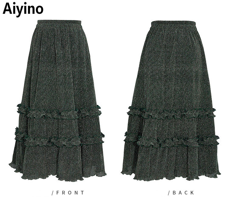 Aiyino Women's Vintage Elastic  High Waist Casual Skirts