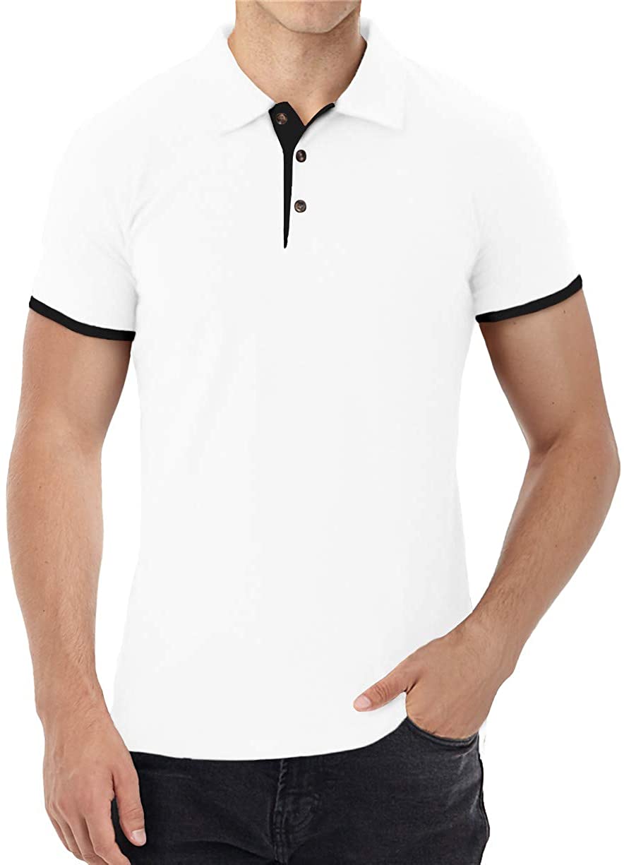 Aiyino Men's Short/Long Sleeve Polo Shirts Casual Slim Fit Basic Designed Cotton Shirts