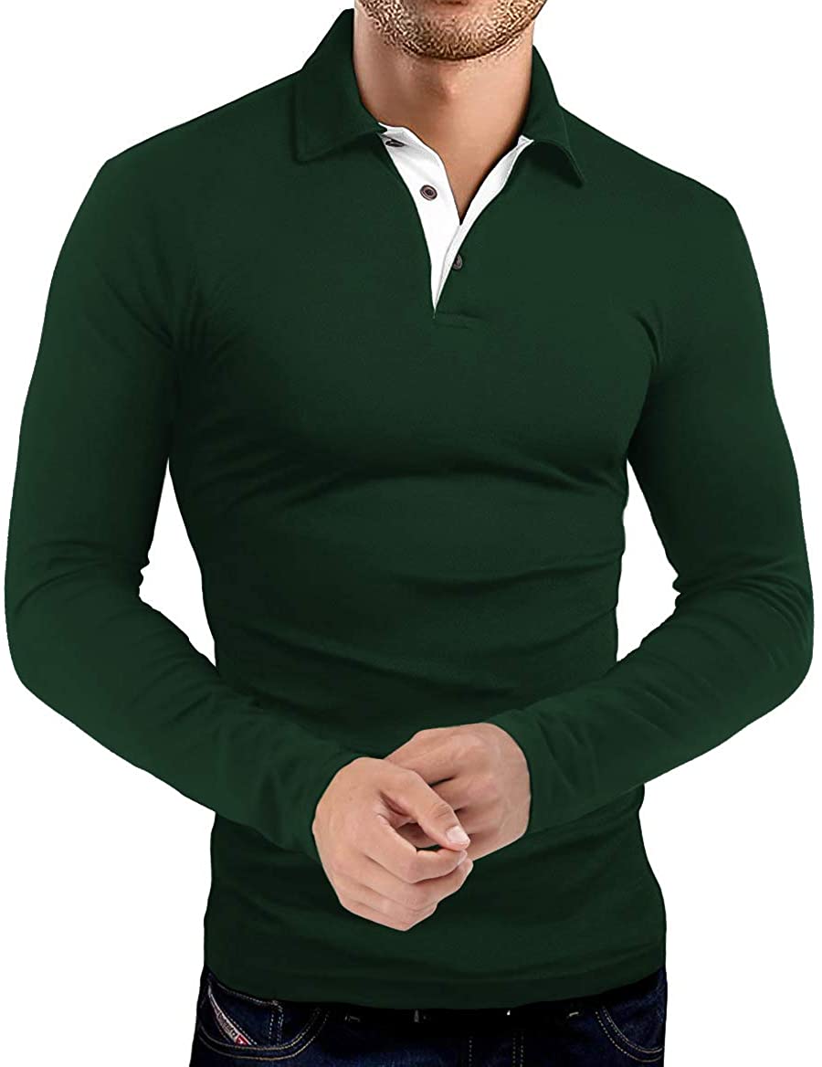 KUYIGO Men's Short & Long Sleeve Polo Shirts Casual Slim Fit Basic Designed Cotton Shirts