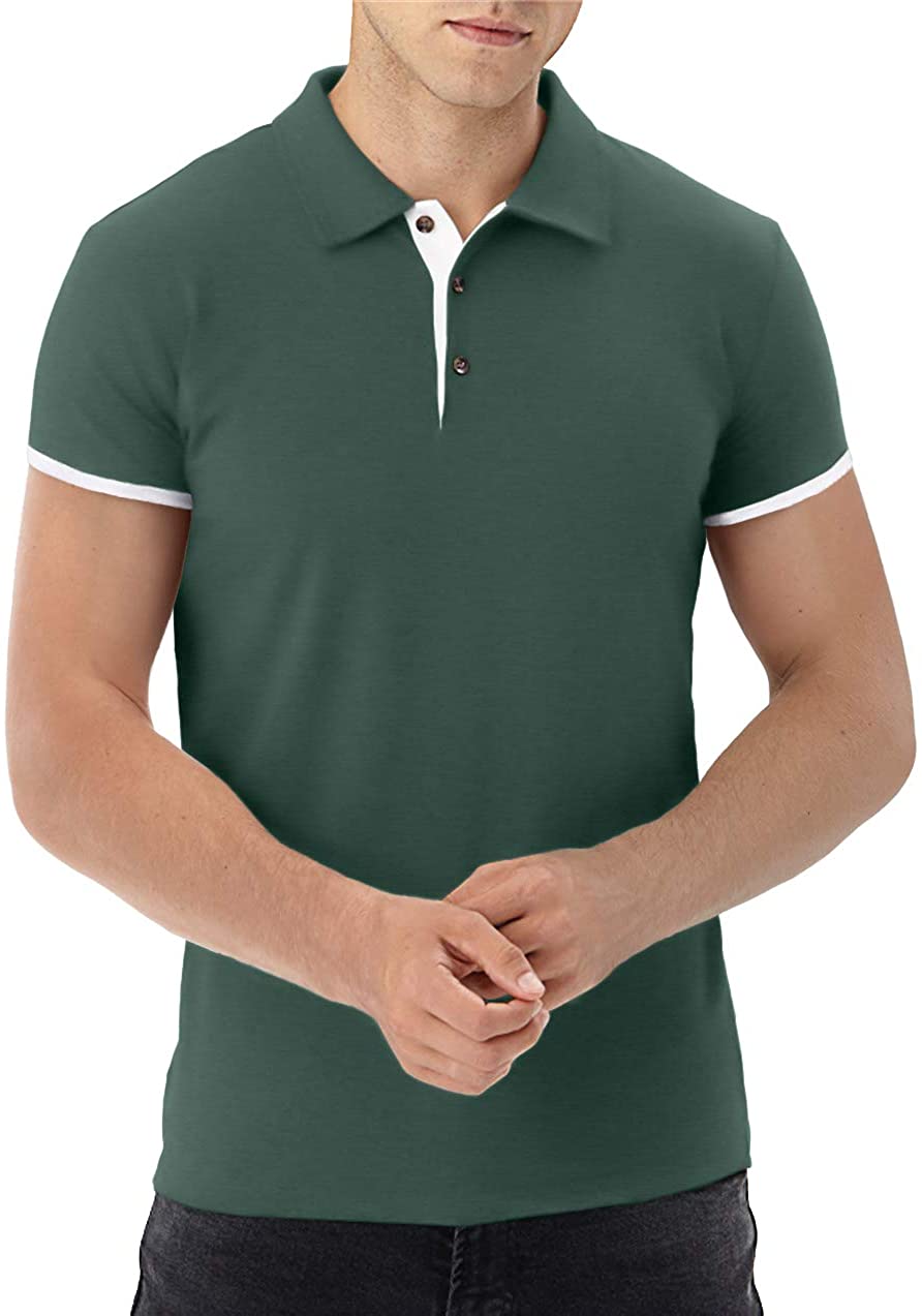 Aiyino Men's Short/Long Sleeve Polo Shirts Casual Slim Fit Basic Designed Cotton Shirts