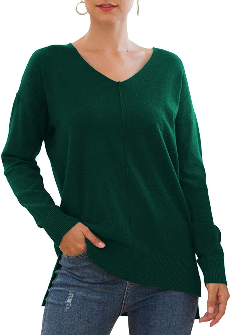 Aiyino Women's Casual Lightweight V Neck Batwing Sleeve Knit Top Loose Pullover Sweater
