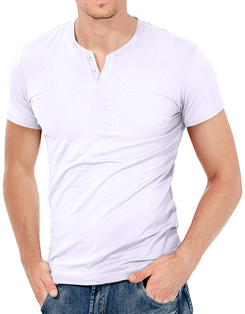 KUYIGO Mens Slim Fit Short& Long Sleeve Beefy Fashion Casual Henley T Shirts of Cotton Shirts