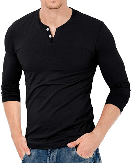 KUYIGO Mens Slim Fit Short& Long Sleeve Beefy Fashion Casual Henley T Shirts of Cotton Shirts