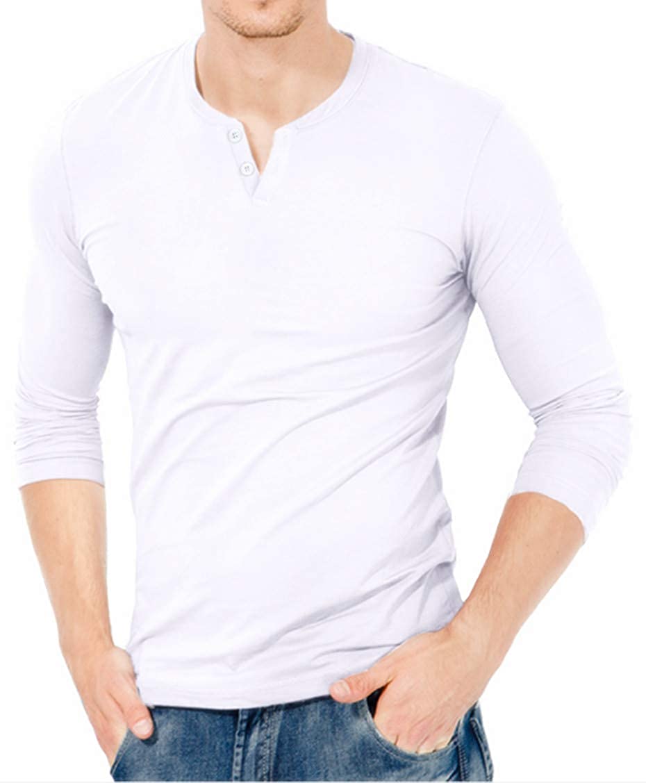 KUYIGO Mens Slim Fit Short& Long Sleeve Beefy Fashion Casual Henley T Shirts of Cotton Shirts