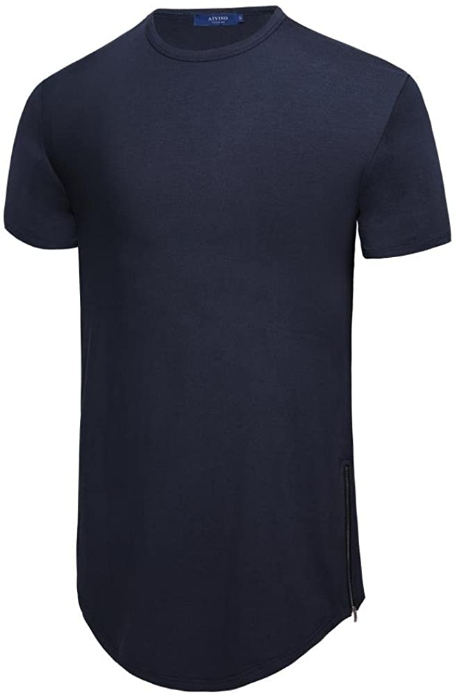 Aiyino Men's Hipster Hip Hop T-Shirt with Side Zipper Trim